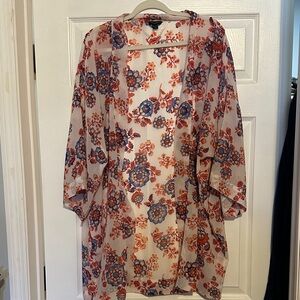 Ann Taylor Floral Kimono in Red and Blue